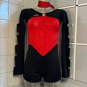 Slash Sleeve Bling Bodice Dance/Skate Unitard L NWOT